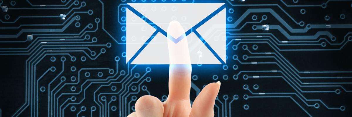 finger touching email symbol, security concept